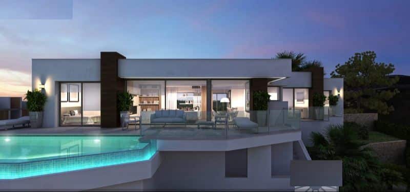 Zwembad en terras van Nieuwbouw Villa Te koop in Benitachell in Spanje, gelegen aan de Costa Blanca-Noord