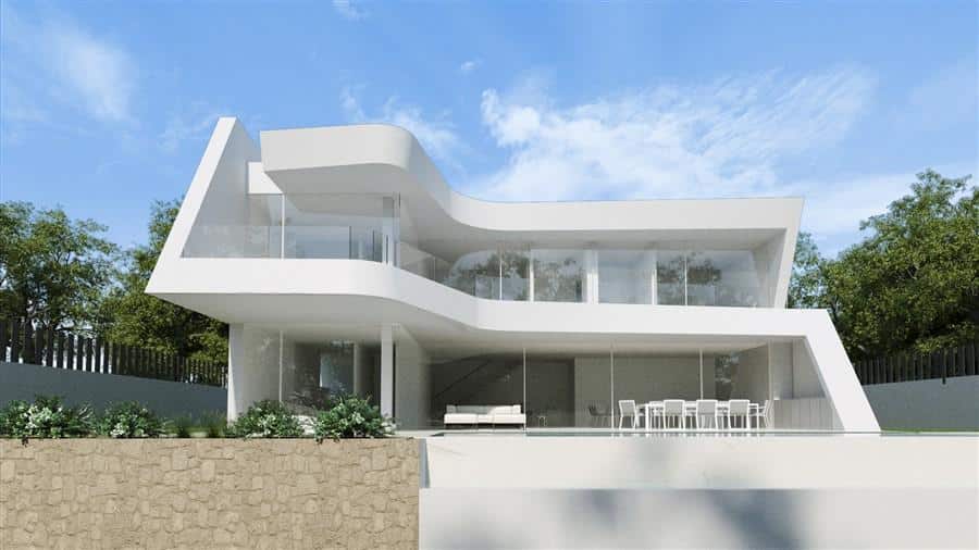 Vooraanzicht Nieuwbouw Villa Te koop in Calpe in Spanje, gelegen aan de Costa Blanca-Noord