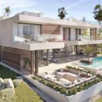 Vooraanzicht Nieuwbouw villa in Estepona in Spanje, gelegen aan de Costa del Sol-West