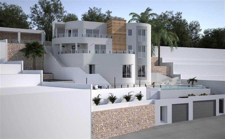 Vooraanzicht Nieuwbouw Villa Te koop in Benissa in Spanje, gelegen aan de Costa Blanca-Noord