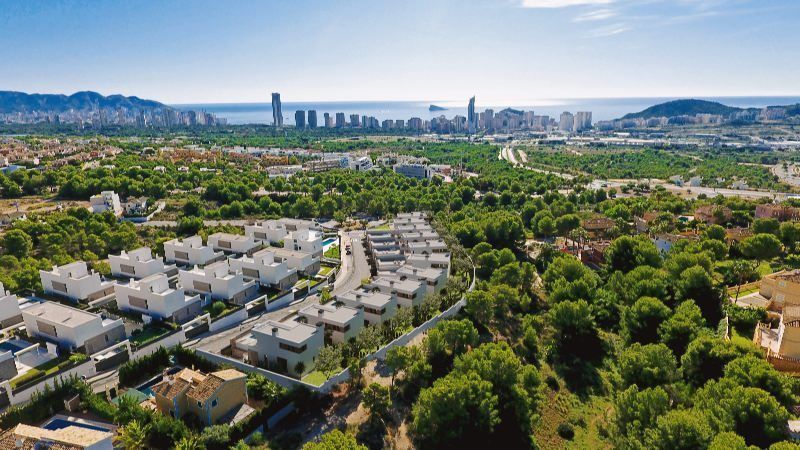 Luchtfoto Nieuwbouw Villa Te koop in Finestrat in Spanje, gelegen aan de Costa Blanca-Noord