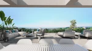 Terras met verzicht in Nieuwbouw Project in Marbella in Spanje, gelegen aan de Costa del Sol-West