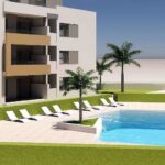 Zwembad en gebouw Nieuwbouw Project in Roquetas De Mar in Spanje, gelegen aan de Costa de Almería