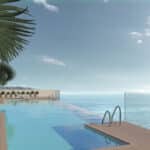 Zeezicht, terras van nieuwbouw appartement in Estepona in Spanje, gelegen aan de  Costa del Sol-West