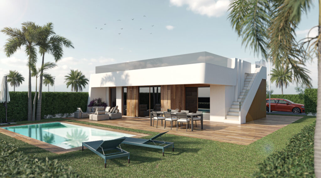 Nieuwbouw woning met zwembad in Alhama de Murcia in Spanje, gelegen aan de Costa Cálida