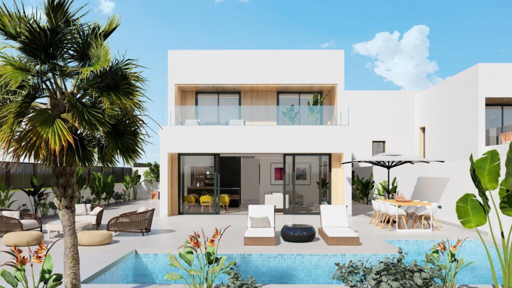 Vooraanzicht Nieuwbouw Villa Te koop in Aguilas in Spanje, gelegen aan de Costa Cálida