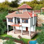 Vooraanzicht van nieuwbouw villa in Almunecar in Spanje, gelegen aan de  Costa Tropical